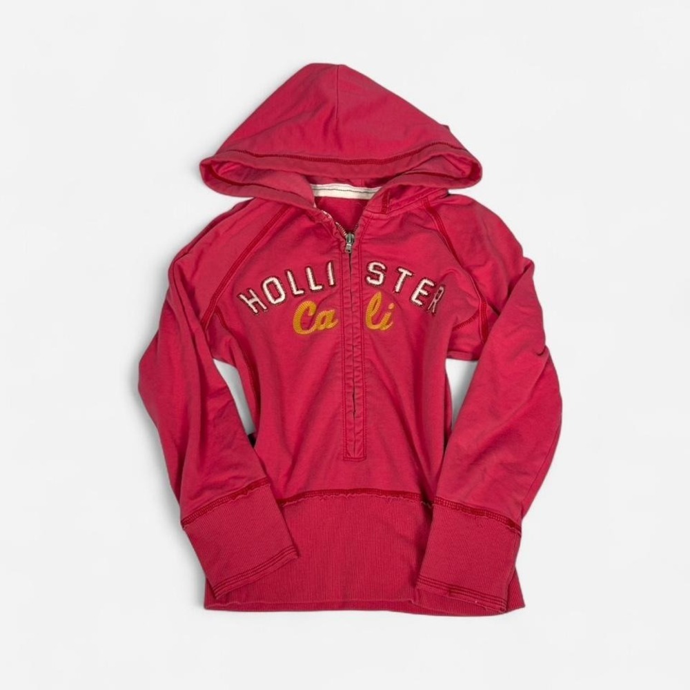 Vintage y2k Hollister pink zip up pullover hoodie sweatshirt